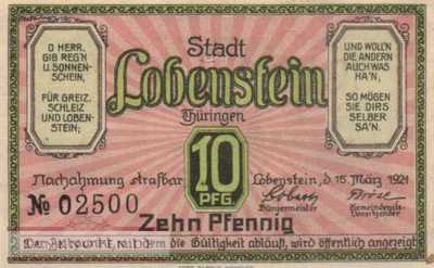 Lobenstein - 10  Pfennig (#SS0809_1a-1_UNC)