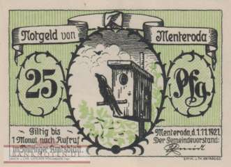 Menteroda - 25  Pfennig (#SS0882_1-1_UNC)
