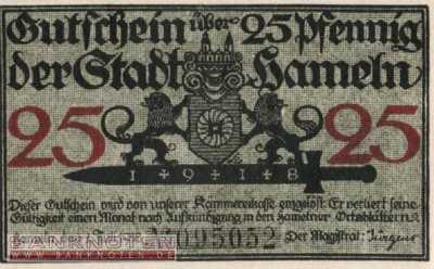 Hameln - 25  Pfennig (#VAH008_3a_UNC)