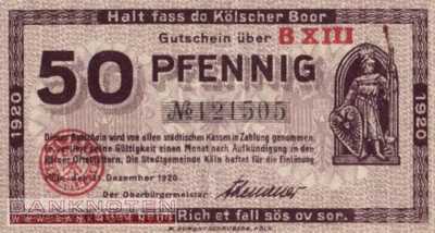 Köln - 50  Pfennig (#VAK030_15c_XF)