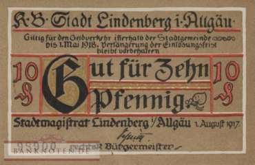 Lindenberg i. Allgäu - 10  Pfennig (#VAL047_2a-2_UNC)