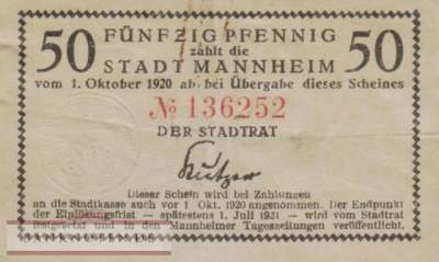 Mannheim - 50  Pfennig (#VAM005_1a_VF)