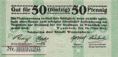 Wandsbek - 50  Pfennig (#VAW008_1_UNC)