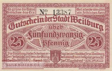 Weilburg - 25  Pfennig (#VAW019_4c_UNC)