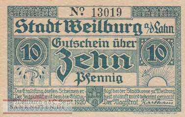 Weilburg - 10  Pfennig (#VAW019_5a_UNC)