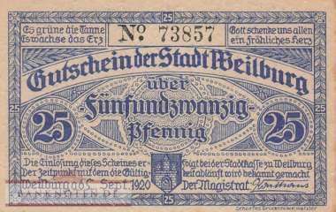 Weilburg - 25  Pfennig - Fehldruck (#VAW019_5bX_AU)