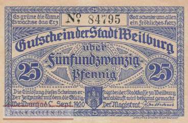 Weilburg - 25  Pfennig (#VAW019_5b_UNC)