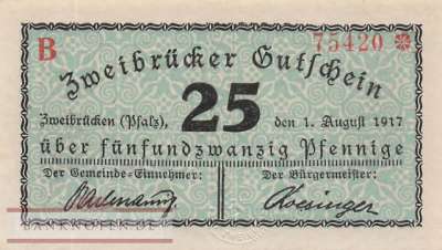 Zweibrücken - 25  Pfennig (#VAZ019_2b_UNC)
