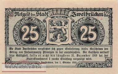 Zweibrücken - 25  Pfennig (#VAZ019_3a_UNC)