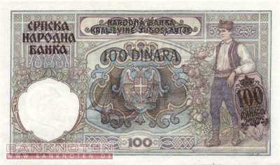 Deutsche Besatzung Serbien - 100  Dinara (#ZWK-059_UNC)