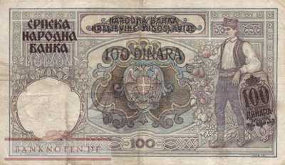 Deutsche Besatzung Serbien - 100  Dinara (#ZWK-059_F)