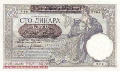 Deutsche Besatzung Serbien - 100  Dinara (#ZWK-059_UNC)