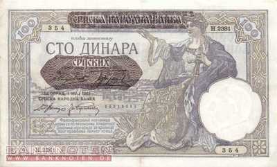 German occupation of Serbia - 100  Dinara (#ZWK-059_VF)