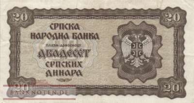 German occupation of Serbia - 20  Dinara (#ZWK-061_VF)