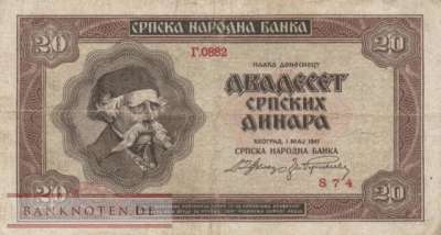 Deutsche Besatzung Serbien - 20  Dinar (#ZWK-061_F)