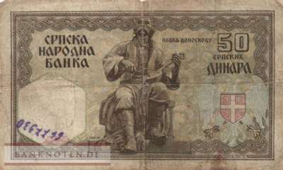 Deutsche Besatzung Serbien - 50  Dinar (#ZWK-062_VG)
