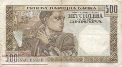 Deutsche Besatzung Serbien - 500  Dinar (#ZWK-063a_VF)