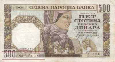 Deutsche Besatzung Serbien - 500  Dinar (#ZWK-063a_VF)