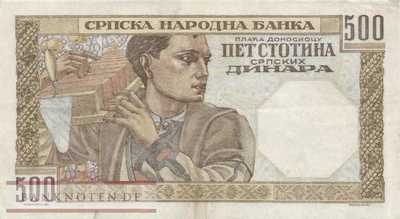 Deutsche Besatzung Serbien - 500  Dinar (#ZWK-063b_VF)