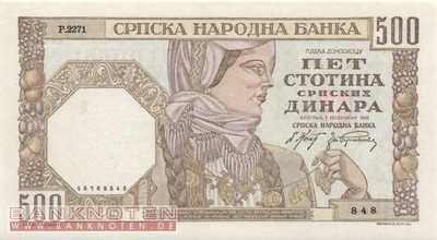 Deutsche Besatzung Serbien - 500  Dinar (#ZWK-063b_UNC)