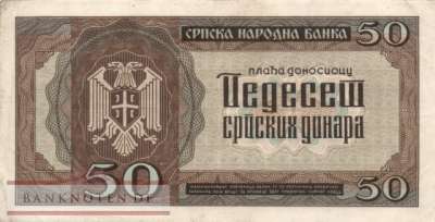 German occupation of Serbia - 50  Dinar (#ZWK-065_VF)