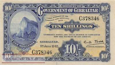 Gibraltar - 10  Shillings (#014b_VG)