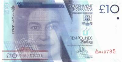 Gibraltar - 10  Pounds (#036b_UNC)
