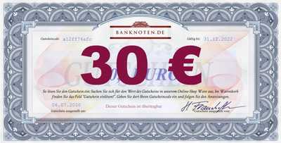 30 Euro gift voucher for www.banknoten.de