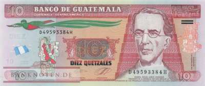 Guatemala - 10 Quetzales (#123Al_UNC)