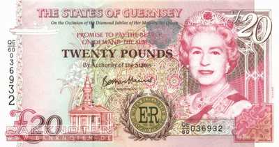 Guernsey - 20  Pounds - Diamond Jubilee (#061_UNC)