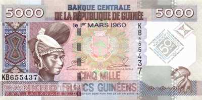 Guinea - 5.000  Francs Guinéens - 50 Jahre BCRG (#044a_UNC)