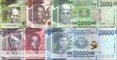 Guinea: 500 - 20.000 Francs (6 Banknoten)