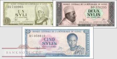 Guinea: 1 - 5 Sylis (3 Banknoten)