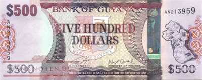 Guyana - 500  Dollars (#037b_UNC)