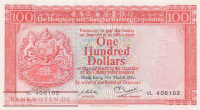 Hong Kong - 100  Dollars (#187d-82_UNC)