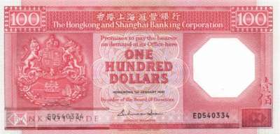 Hong Kong - 100 Dollars (#194a-87_UNC)