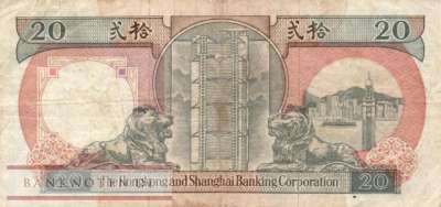 Hong Kong - 20  Dollars (#197b_F)