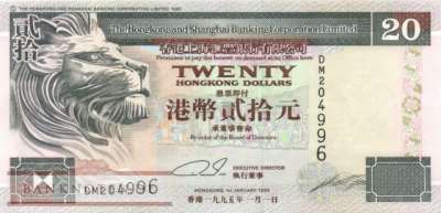 Hong Kong - 20  Dollars (#201b-95_UNC)