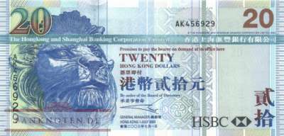 Hong Kong - 20  Dollars (#207a_UNC)