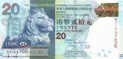 Hong Kong - 20  Dollars (#212d_UNC)