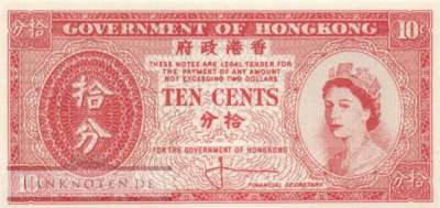 Hong Kong - 10  Cents (#327_UNC)