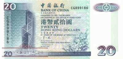 Hong Kong - 20  Dollars (#329c_UNC)