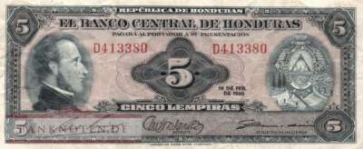 Honduras - 5  Lempiras (#051b_VF)