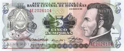 Honduras - 5  Lempiras (#063b-89_UNC)