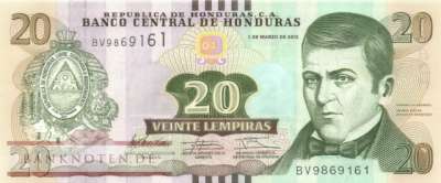 Honduras - 20  Lempiras (#100a_UNC)