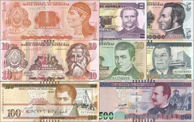 Honduras:  1 - 500 Lempiras (8 Banknoten)