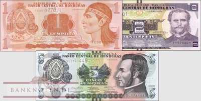 Honduras:  1 - 5 Lempiras (3 banknotes)