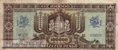 Hungary - 100.000  Pengö (#121a_VG)
