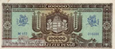 Hungary - 100.000  Pengö (#121a_XF)