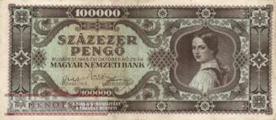 Ungarn - 100.000  Pengö (#121a_F)